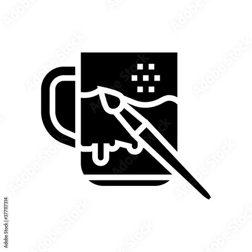 cup painting glyph icon vector. cup painting sign. isolated contour symbol black illustration