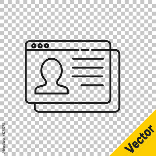 Black line Resume icon isolated on transparent background. CV application. Searching professional staff. Analyzing personnel resume. Vector.