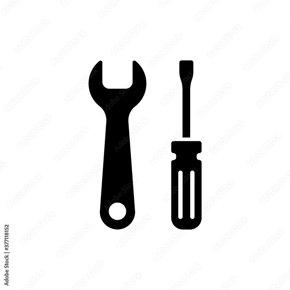 Wrench and screwdriver icon. One of set web icon