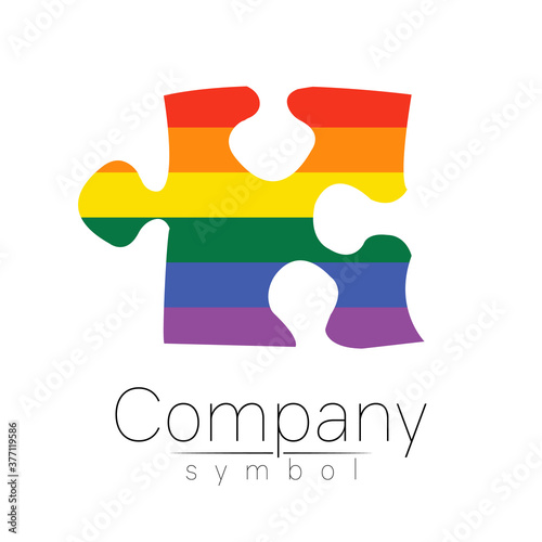 Modern logo vector silhouette puzzle . logotype isolated on white background. Rainbow bright colors. Unusual cool symbol. Concept design for web, clinic, school, education, LGBT. Creative