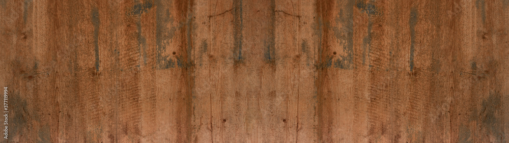 Obraz premium old brown rustic dark wooden texture - wood background panorama long banner 