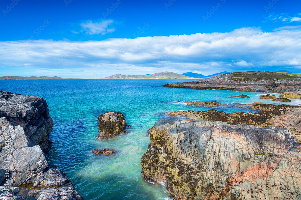 The beautiful rocky coastline at Traigh Seilebost The beautiful rocky coastline at Traigh Seilebost
