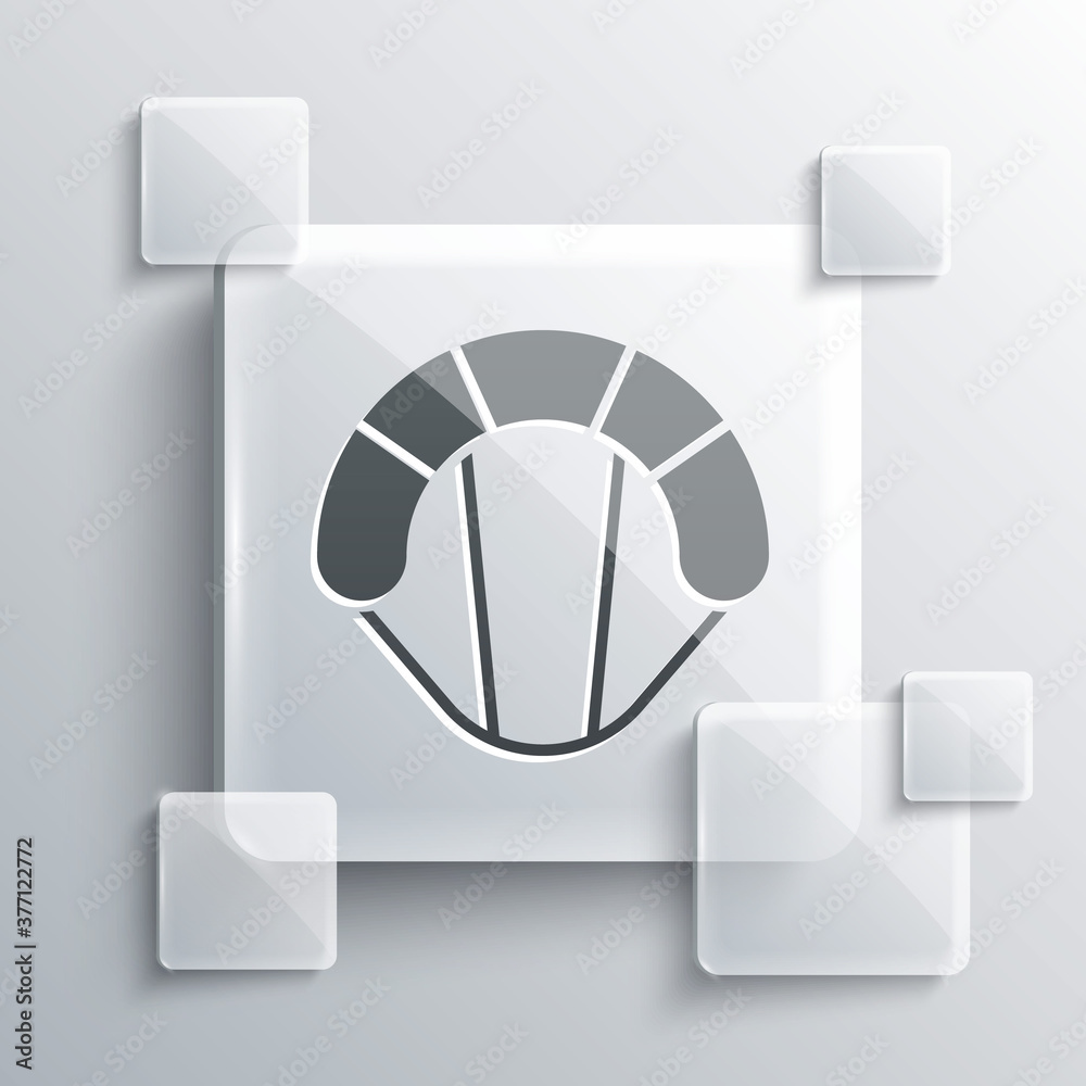 Grey Parachute icon isolated on grey background. Extreme sport. Sport equipment. Square glass panels. Vector Illustration. Grey Parachute icon isolated on grey background. Extreme sport. Sport equipment. Square glass panels. Vector Illustration.