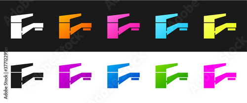 Set Water tap icon isolated on black and white background. Vector Illustration.