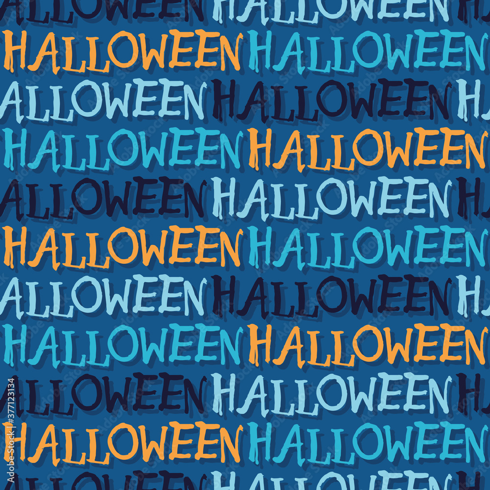 Vector blue orange text halloween seamless pattern Vector blue orange text halloween seamless pattern