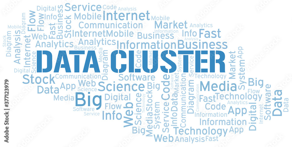 Data Cluster vector word cloud, made with text only. Data Cluster vector word cloud, made with text only.
