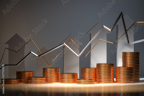 change rate index investment strategy money growing growth value of stock or deposit metaphot, investment concept