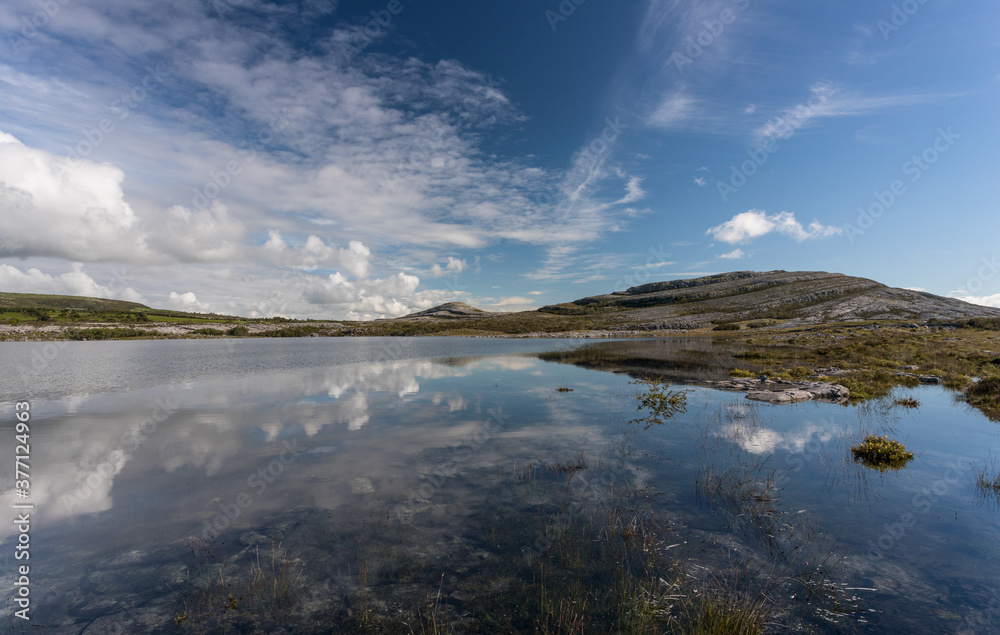 scenic landscape of the Burren national park in County Clare, Ireland