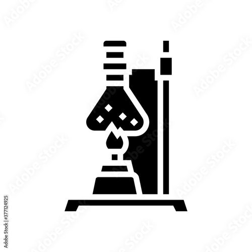 burner boiling chemistry liquid glyph icon vector. burner boiling chemistry liquid sign. isolated contour symbol black illustration