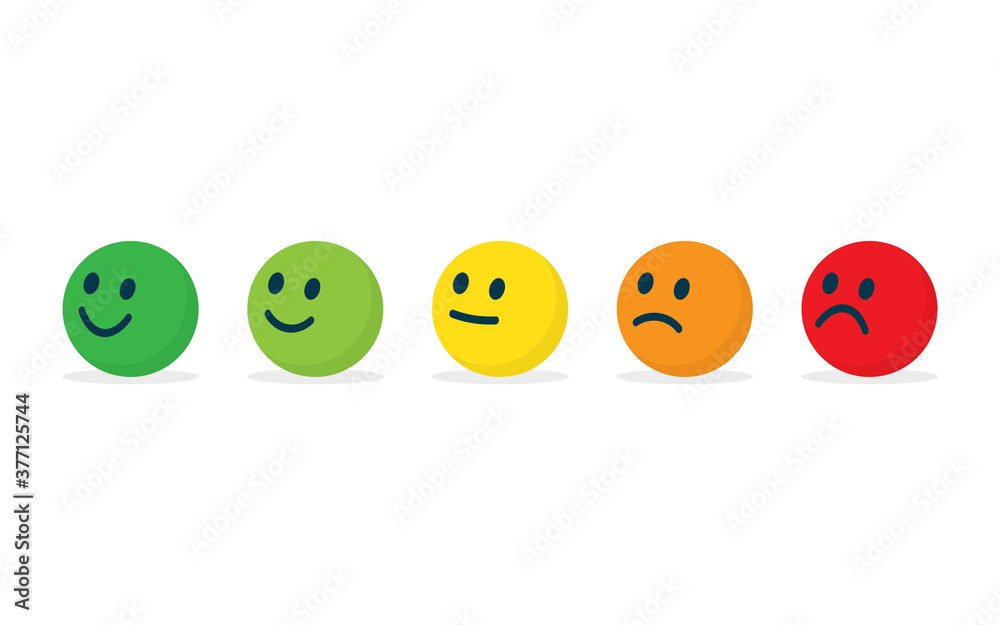 Rating satisfaction. Feedback in form of emotions. Review of consumer. Vector illustration Rating satisfaction. Feedback in form of emotions. Review of consumer. Vector illustration