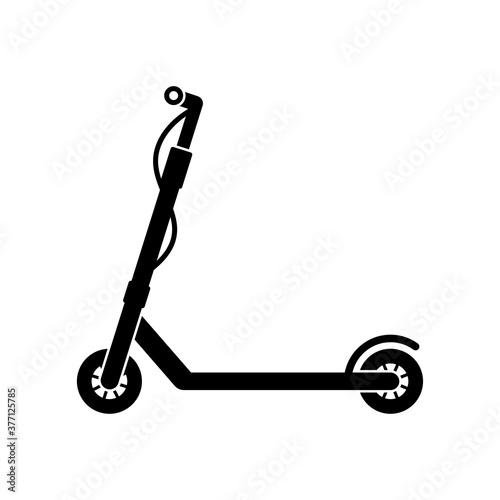 Black kick scooter or balance bike icon.
