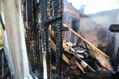 Broken house after shelling. War in Donbass. Eastern Ukraine. photo