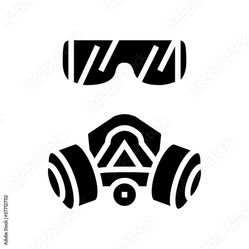 facial mask and respirator glyph icon vector. facial mask and respirator sign. isolated contour symbol black illustration