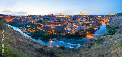 Panoramic at sunset, "Mirador del Valle", Toledo city, Toledo, Castilla-La Mancha, Spain, Europe