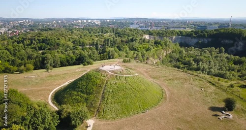 Krakus Mound in Krakow. View of the city photo