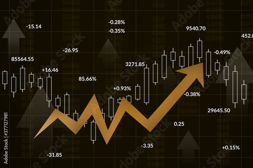Stock market uptrend graph economic recovery chart. Stock exchange and forex investment and banking graph 2020