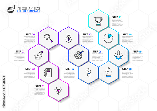 Infographic design template. Creative concept with 11 steps