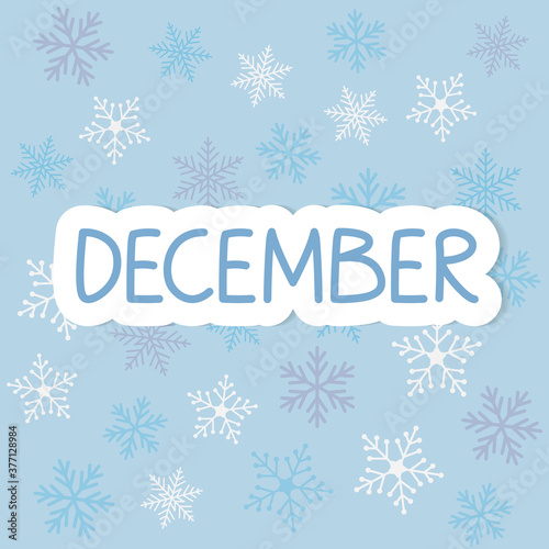 december month concept and snowflake pattern - vector illustration