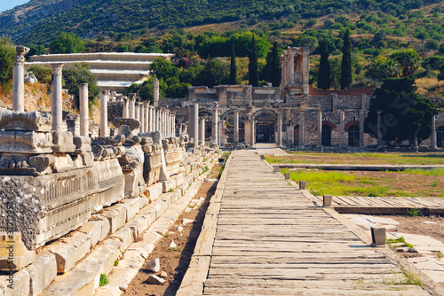 Ancient ruins in Ephesus Turkey - archeology background