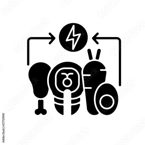 Energy value black glyph icon