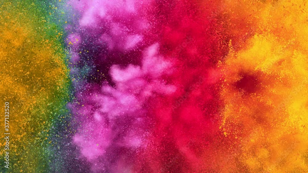 Super slow motion of coloured powder explosion. Filmed on high speed cinema camera, 1000fps.
