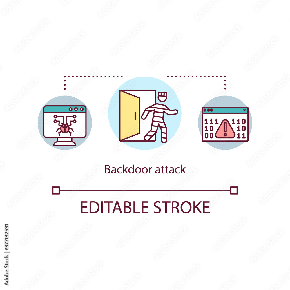 Fototapeta premium Detecting backdoor attacks concept icon