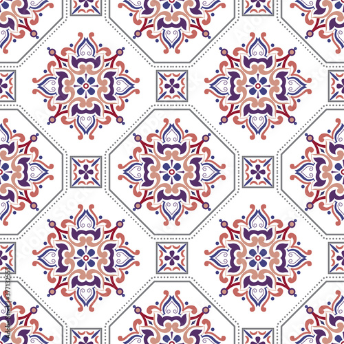 Seamless tiles background in portuguese style. Mosaic pattern for ceramic in dutch, portuguese, spanish, italian style.
