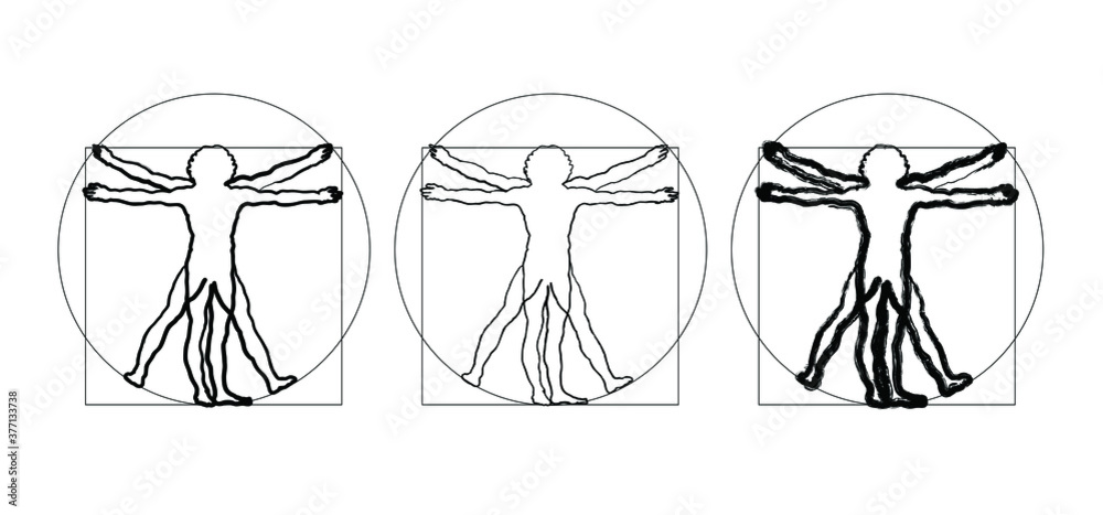 Vitruvian Man by Leonardo Da Vinci Concept of scientific propotion