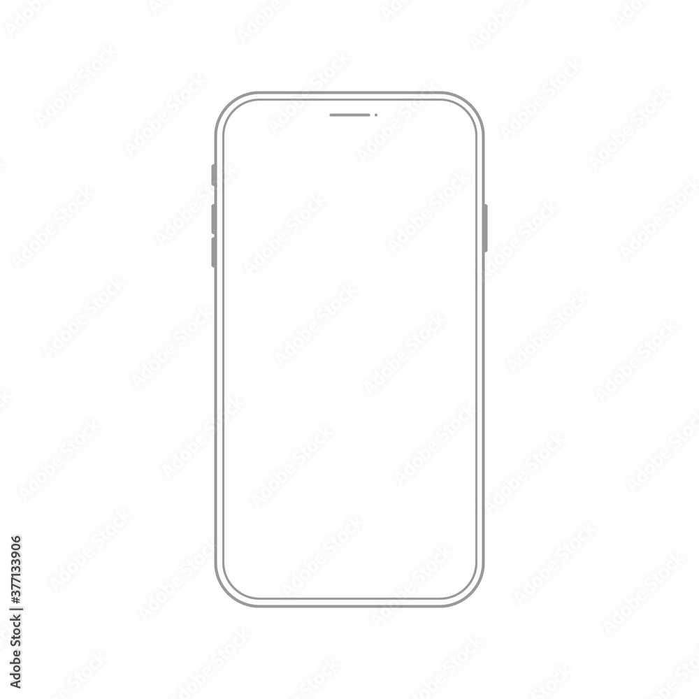 Smartphone line icon. Mobile phone mock up modern linear vector illustration isolated on white background. Smartphone line icon. Mobile phone mock up modern linear vector illustration isolated on white background.