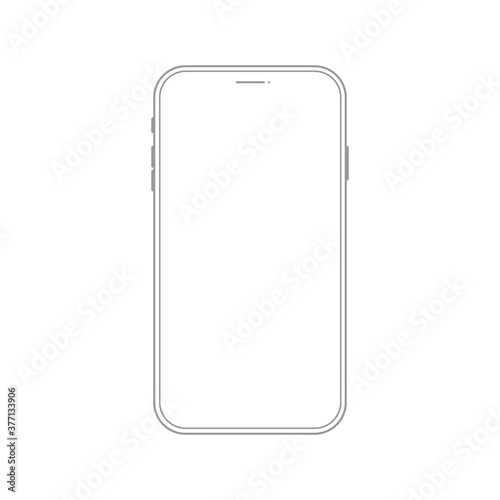 Smartphone line icon. Mobile phone mock up modern linear vector illustration isolated on white background.