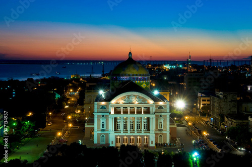 Teatro Amazonas - Rio Negro ao fundo. photo