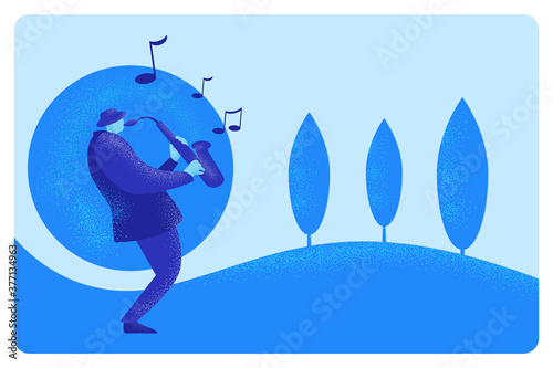 Photography Man playing music using saxophones