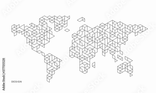 Abstract geometric technological world map background. Vector creative design.