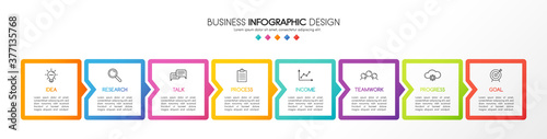 Business infographic with 8 options. 3d flowchart. Vector
