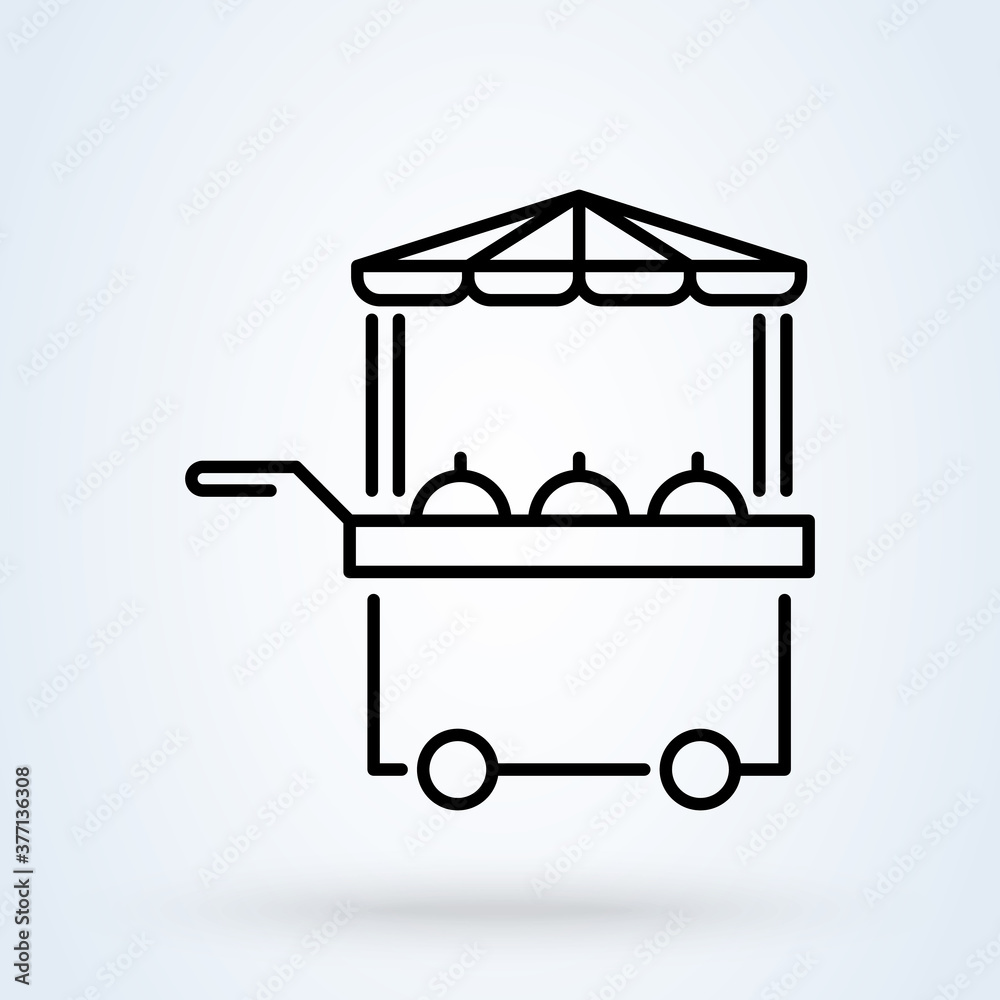 Food stall line icon, outline vector sign, linear style pictogram isolated on white. Symbol, logo illustration. Simple modern icon design illustration. Food stall line icon, outline vector sign, linear style pictogram isolated on white. Symbol, logo illustration. Simple modern icon design illustration.