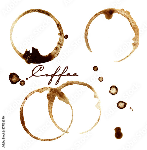 Coffee traces isolated on white