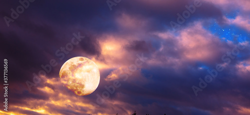 Night sky and full moon. Abstract background.