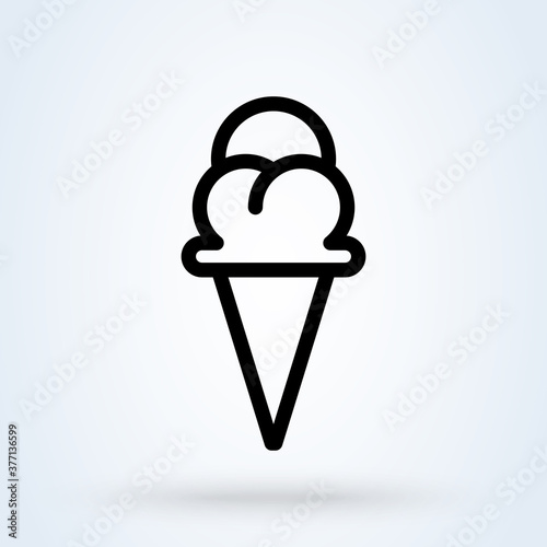 Ice cream cone icon isolated. Trendy vector chocolate cram symbol for website design, mobile app button. Logo ice cream illustration. Simple modern icon illustration.