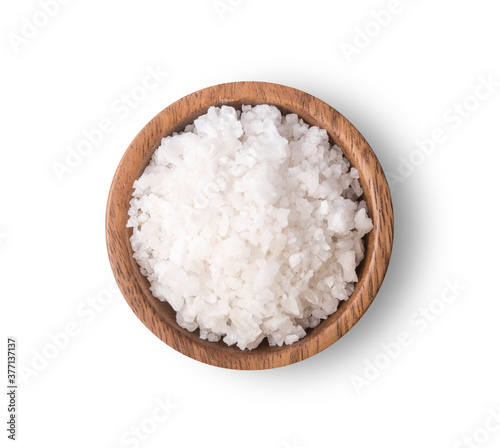 Salt isolated top view on white background