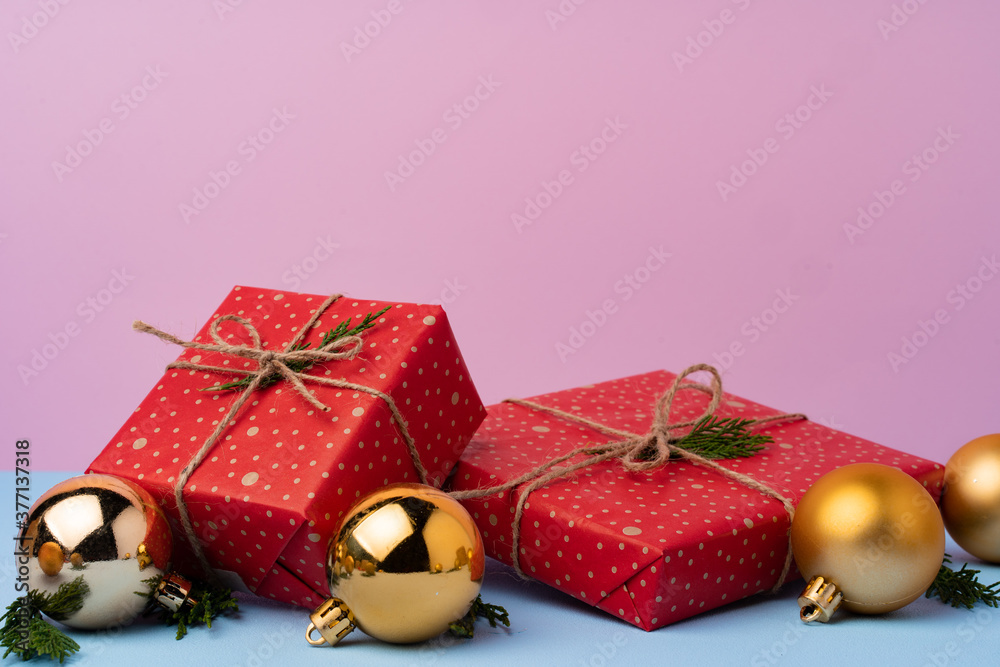 Beautiful wrapped red git boxes for Christmas Beautiful wrapped red git boxes for Christmas