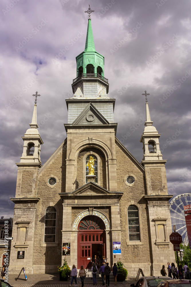 Facade of an old church in Montreal