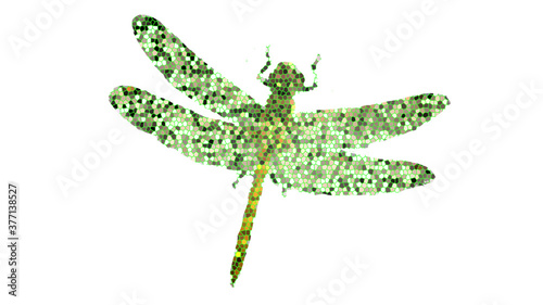 Pixel Dragonfly isolated on white background