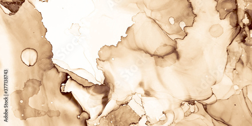 Vintage Drawing. Watercolor Swirl. Decorative Image. Brown, Coffee Vintage Drawing. Alcohol Ink Backdrop. Graphic Template. Brown, Coffee Sketch Design.