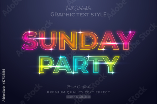 Sunday Party Neon Editable 3D Text Style Effect Premium