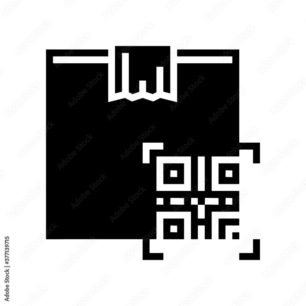 box delivery individual qr code glyph icon vector. box delivery individual qr code sign. isolated contour symbol black illustration
