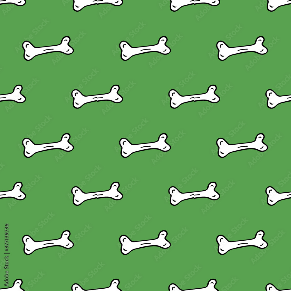 dog bone on green background seamless pattern, Halloween repeat wallpaper tile background. dog bone on green background seamless pattern, Halloween repeat wallpaper tile background.