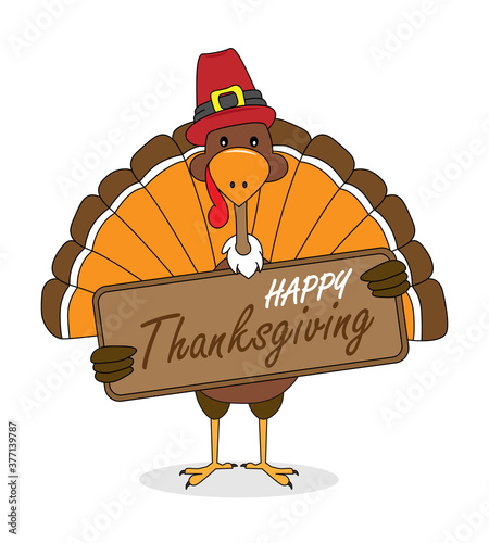 Happy Thanksgiving card. Funny turkey	