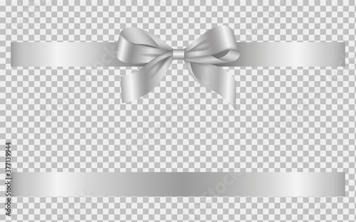 silver bow and ribbon