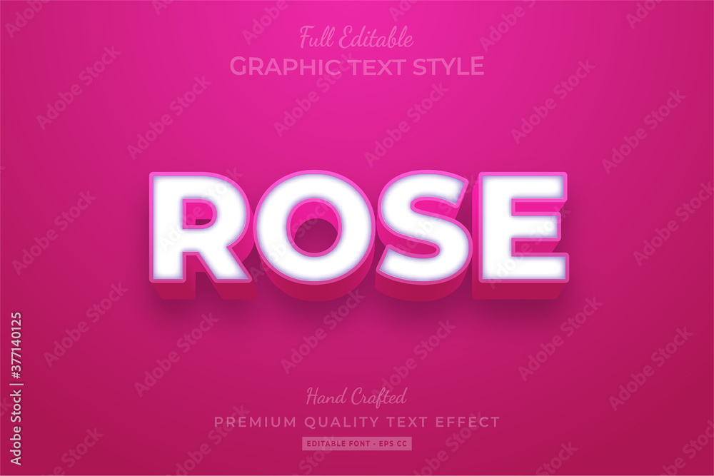 Rose Pink Editable 3D Text Style Effect Premium