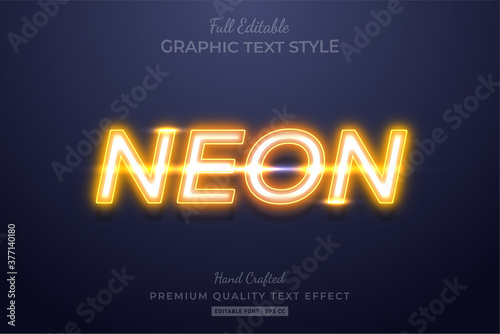 Yellow Neon Editable 3D Text Style Effect Premium